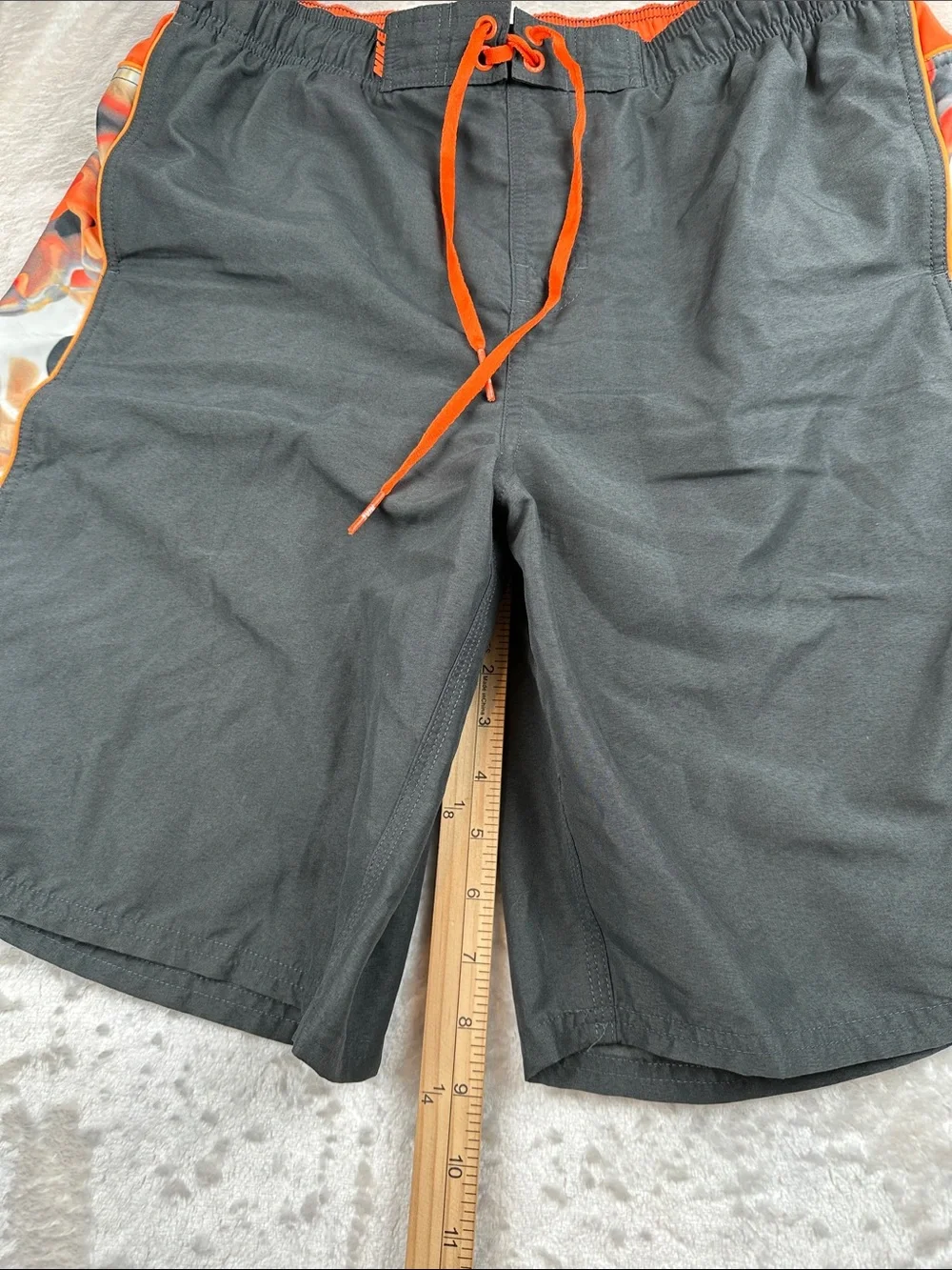 Nike Swim Volley Shorts Mens XL Black Orange Lined Drawstring Beach Trunks